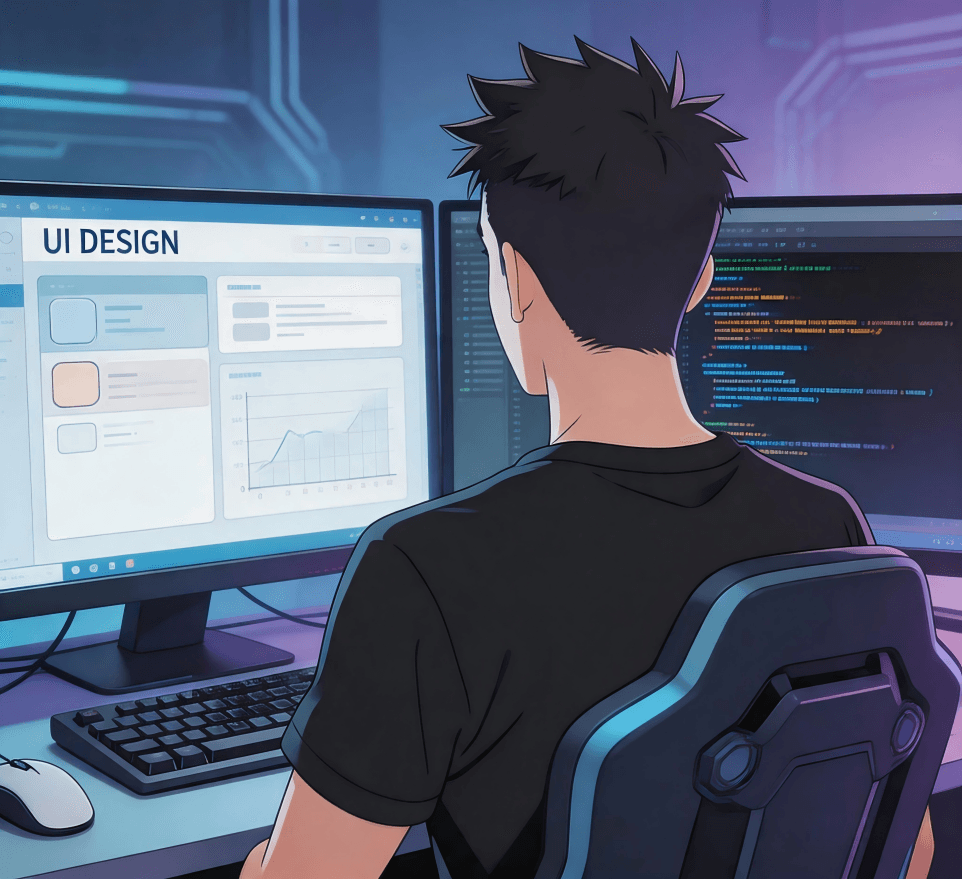 HogoZhang working at dual monitors